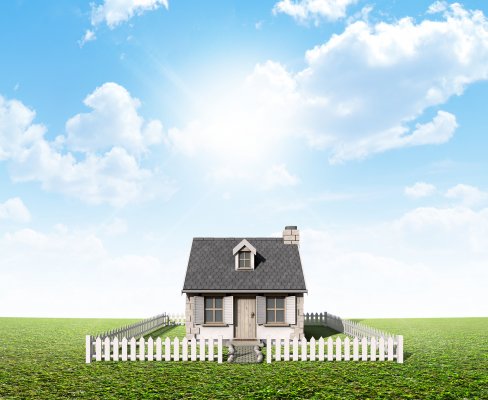 house blue sky sunny yard green grass debt consolidation